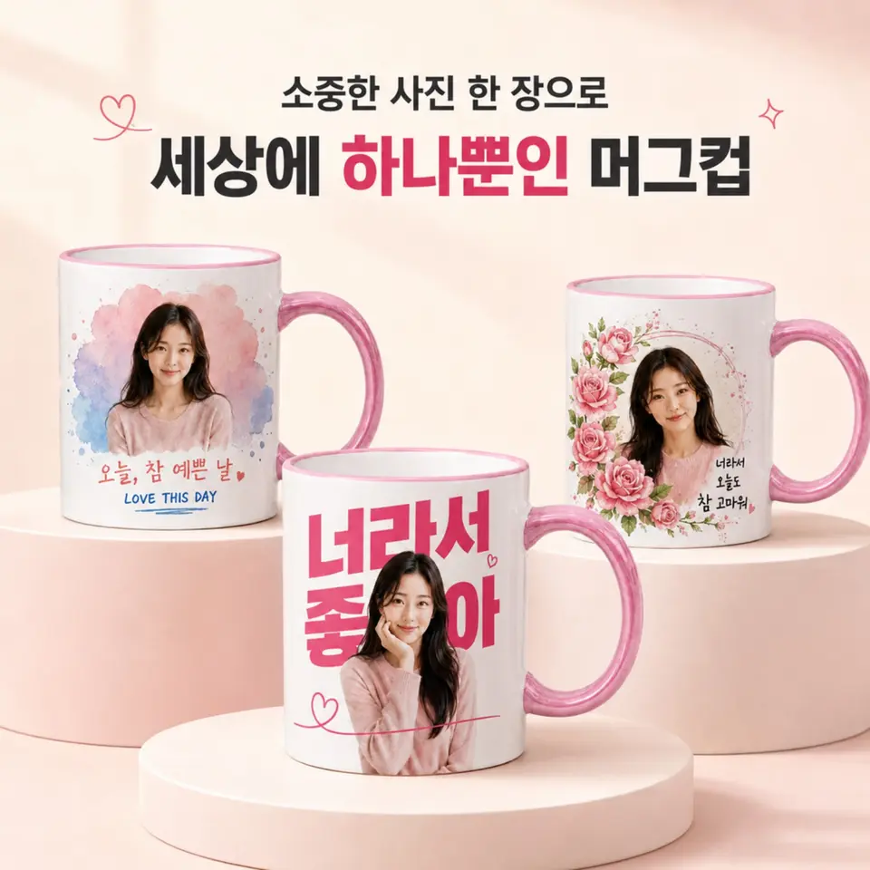 커플과 기념일 선물을 위한 맞춤 포토 머그컵